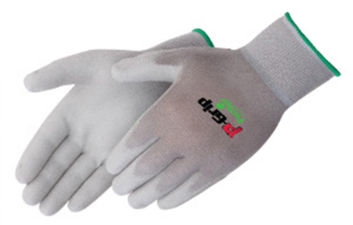P-GRIP GRAY NYLON/POLY PU PALM COATED - Tagged Gloves